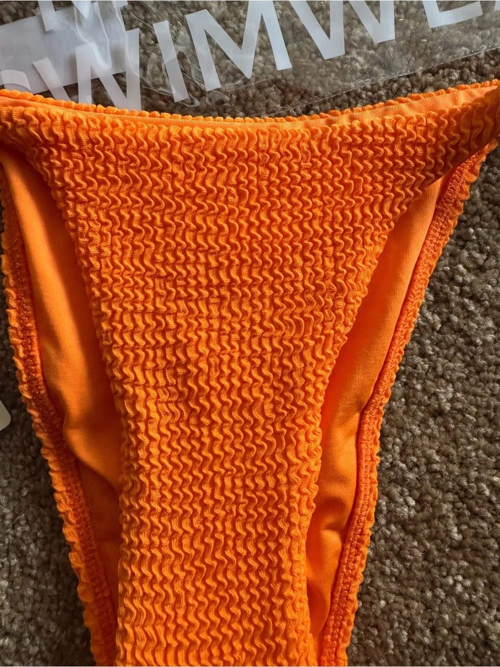 NWT Monday Swimwear Barbados Bottom Tangerine Crinkle